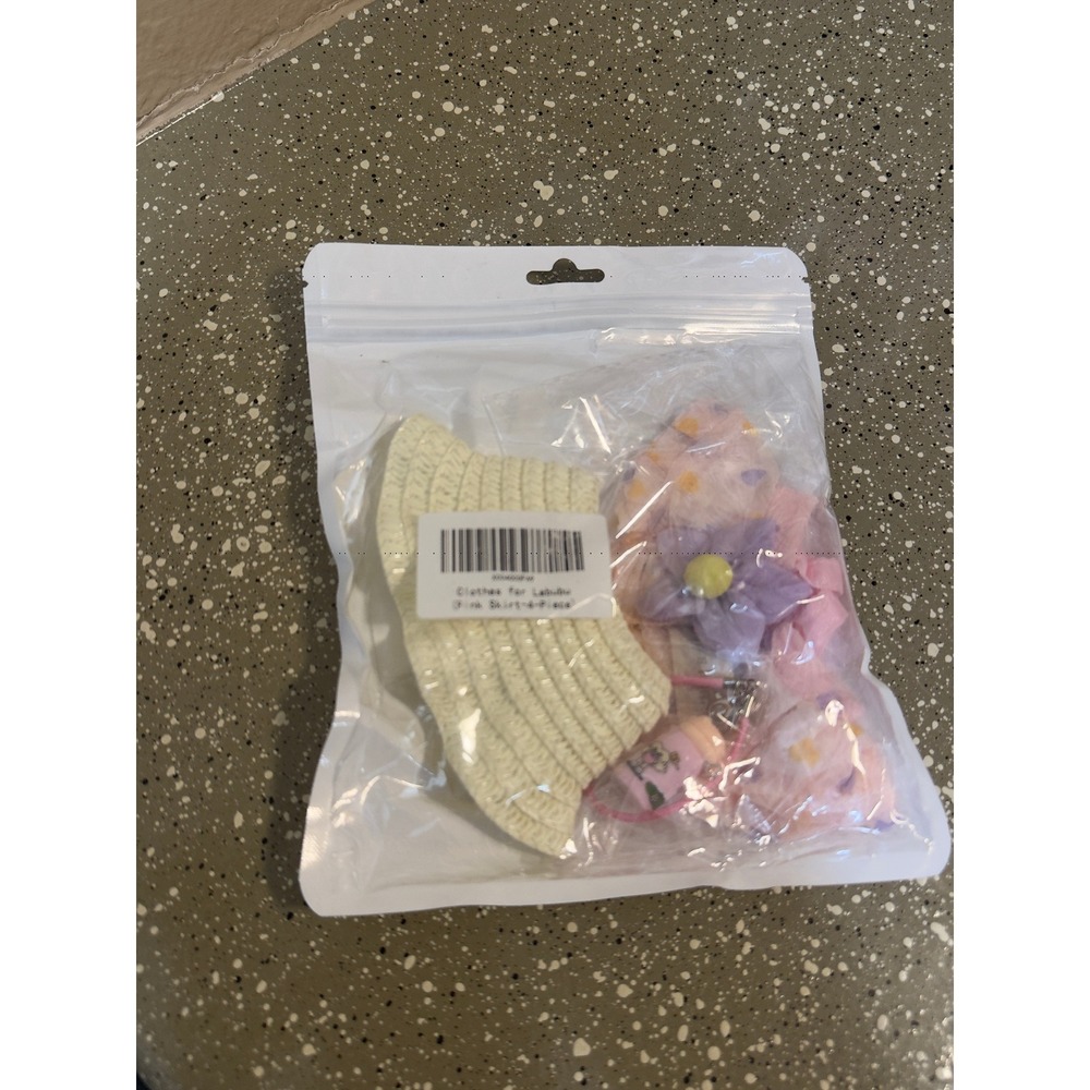 Labubu Pink Skirt Outfit 4 Piece‎ Set Doll Clothes Accessories